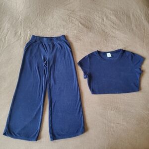 Offline By Aerie Blue Shirt & Wide Leg Pant L/XS